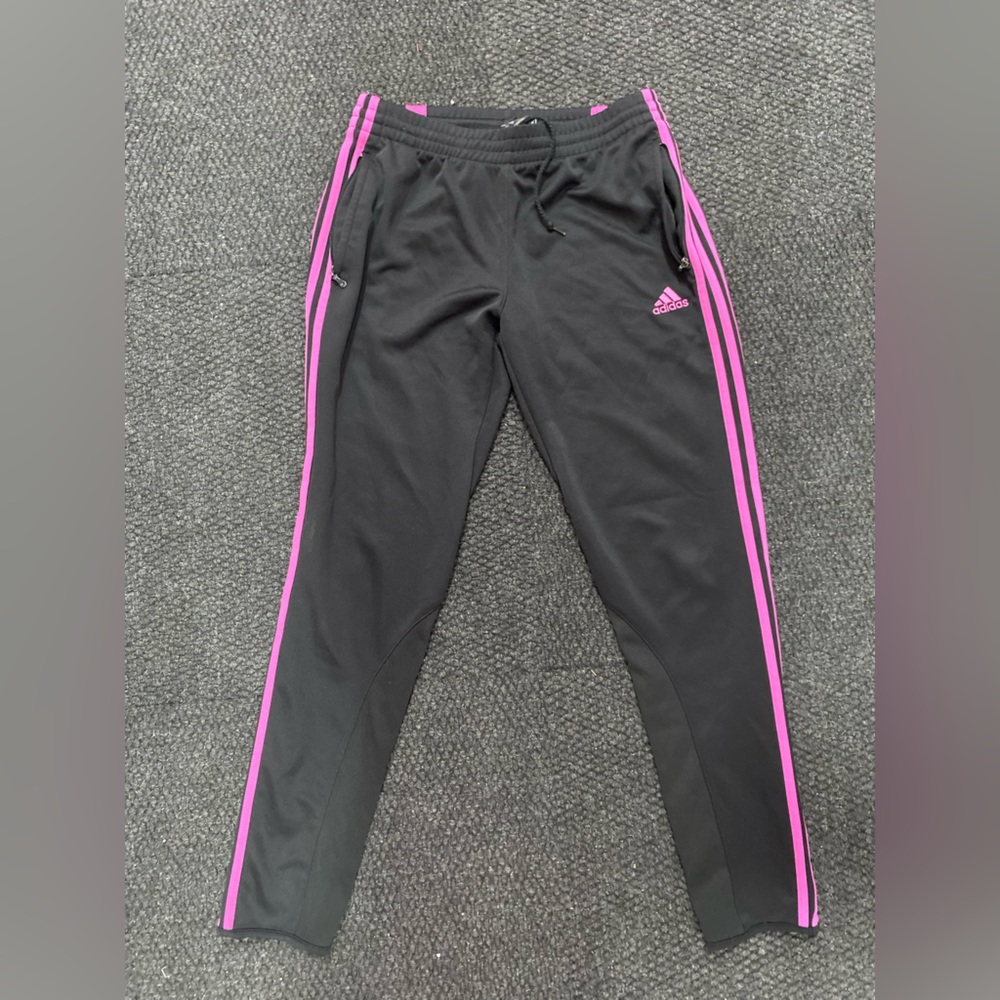 Adidas Black Pants with Vibrant Pink Accents